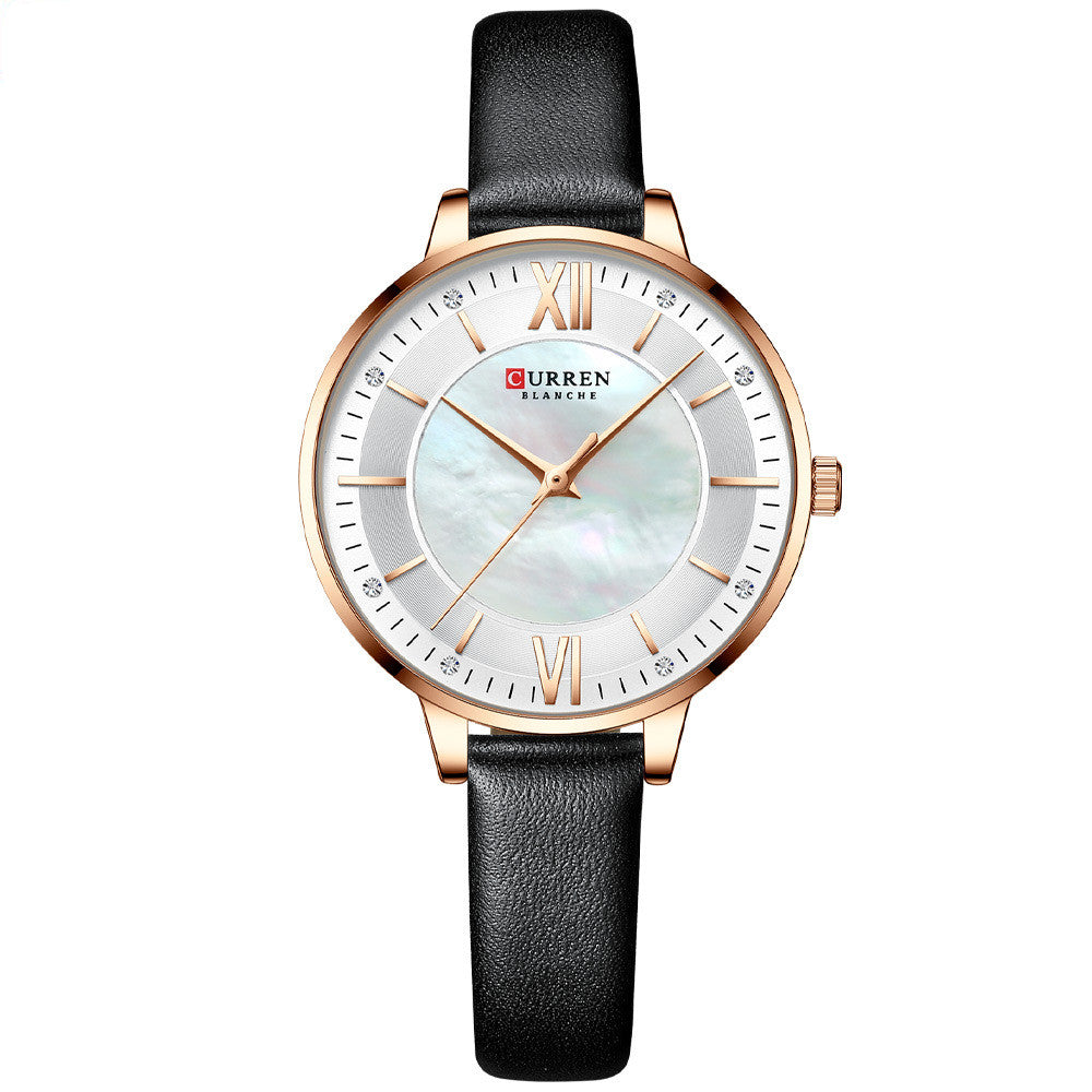 Women's Classic Leather Strap Watch - Elegant Everyday Timepiece