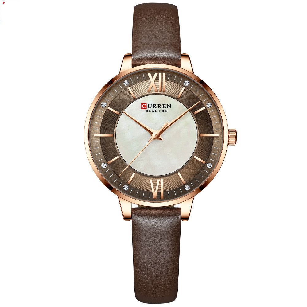 Women's Classic Leather Strap Watch - Elegant Everyday Timepiece