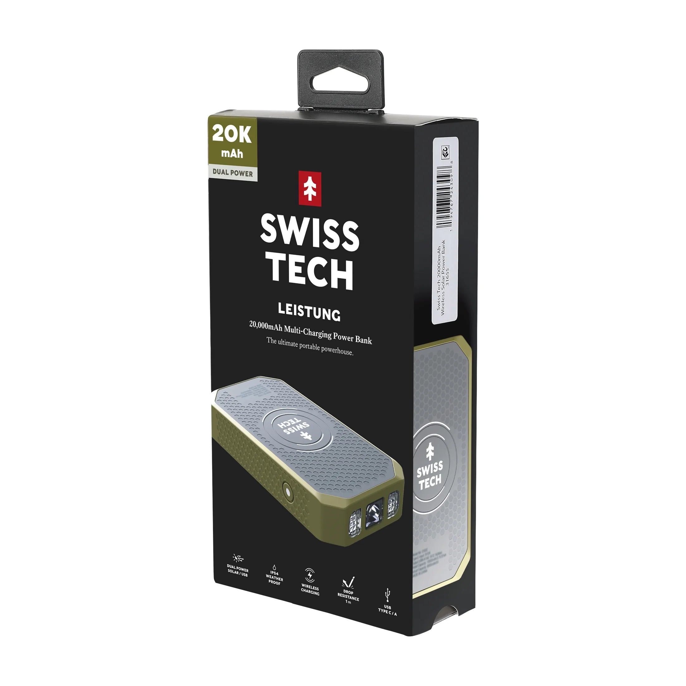 20000Mah Wireless Power Bank with Flashlight and IP54 Protection