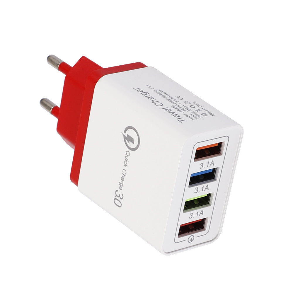 4-Port USB Fast Charger - Quick Charge 3.0 Multi-Device Adapter