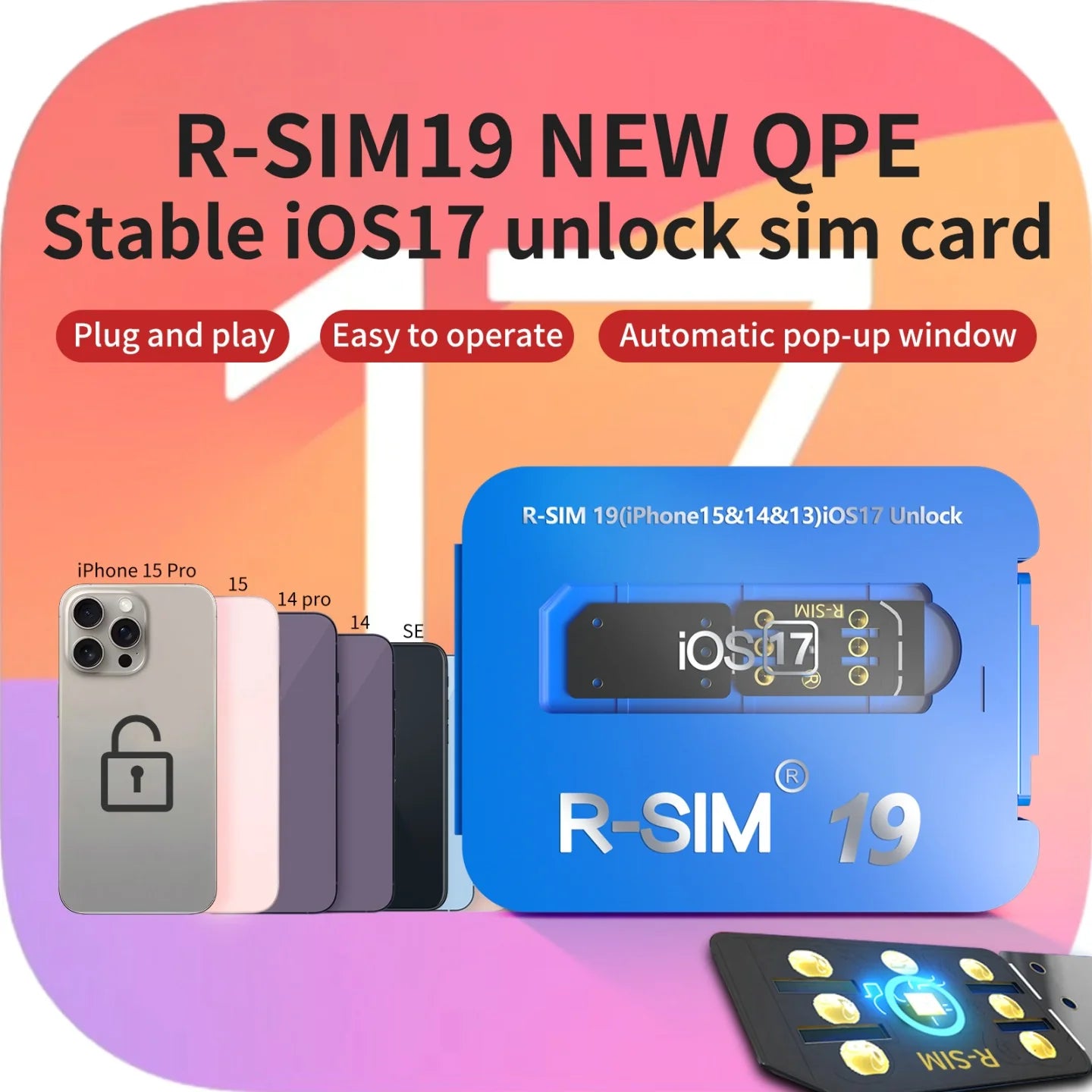 R-SIM19 NEW QPE Stable Unlock SIM Card for Iphone 15 plus 14 13 Pro Max 12 IOS17