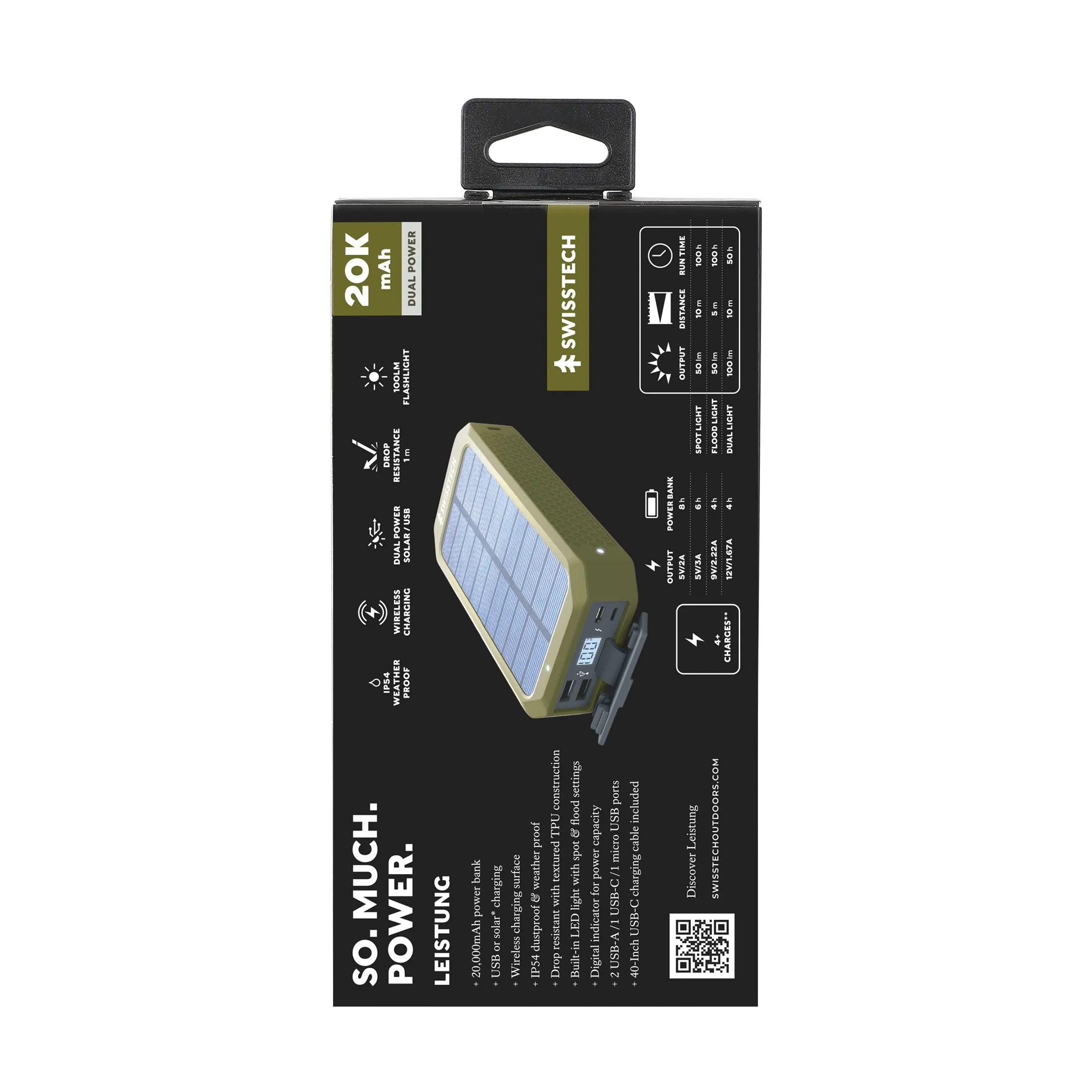 20000Mah Wireless Power Bank with Flashlight and IP54 Protection