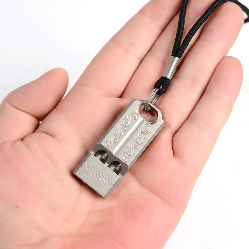 Titanium Outdoor Emergency Whistle 120 Decibels EDC Necklace Lanyard Whistle M68D