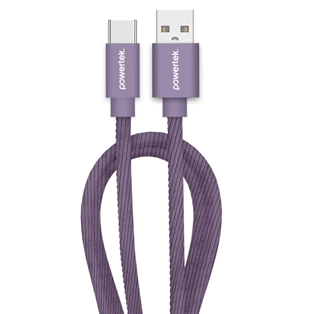 Powertek Corduroy USB-A to USB-C - Purple