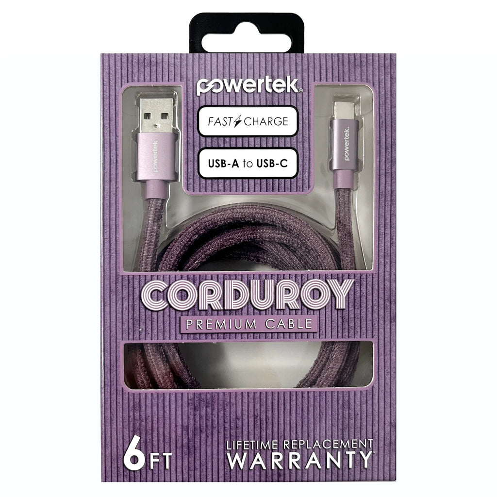 Powertek Corduroy USB-A to USB-C - Purple