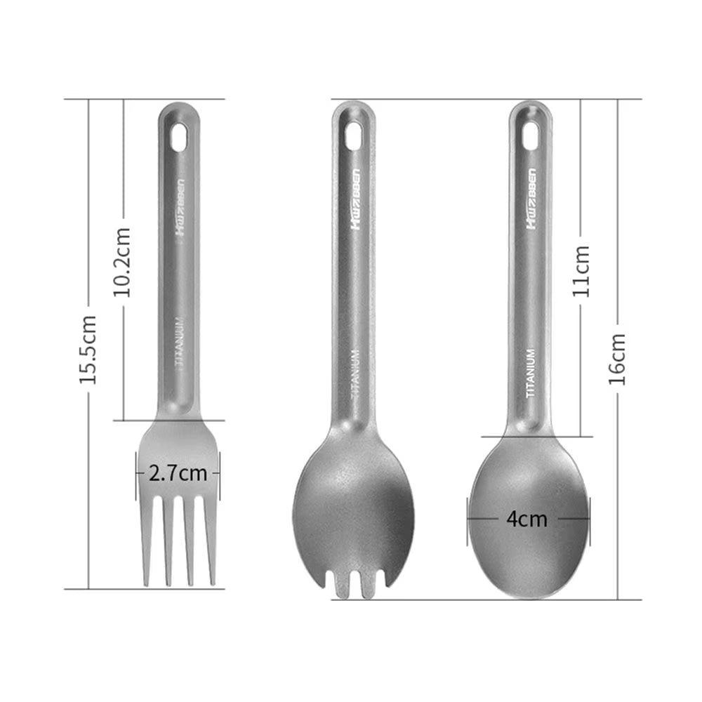 Portable Pure Titanium Spoon Outdoor Camping Ultralight Cookware Cutlery Fork Square Chopsticks EDC Environmental Accessories