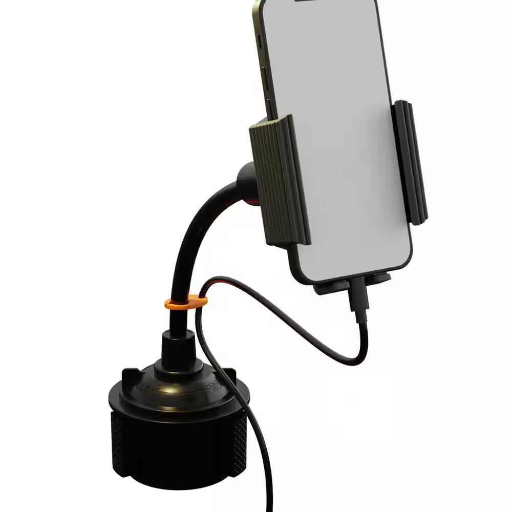Cupholder Phone Charging Bundle, Adjustable Gooseneck and Car Charger 3.1 Amp