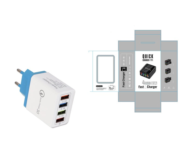 4-Port USB Fast Charger - Quick Charge 3.0 Multi-Device Adapter