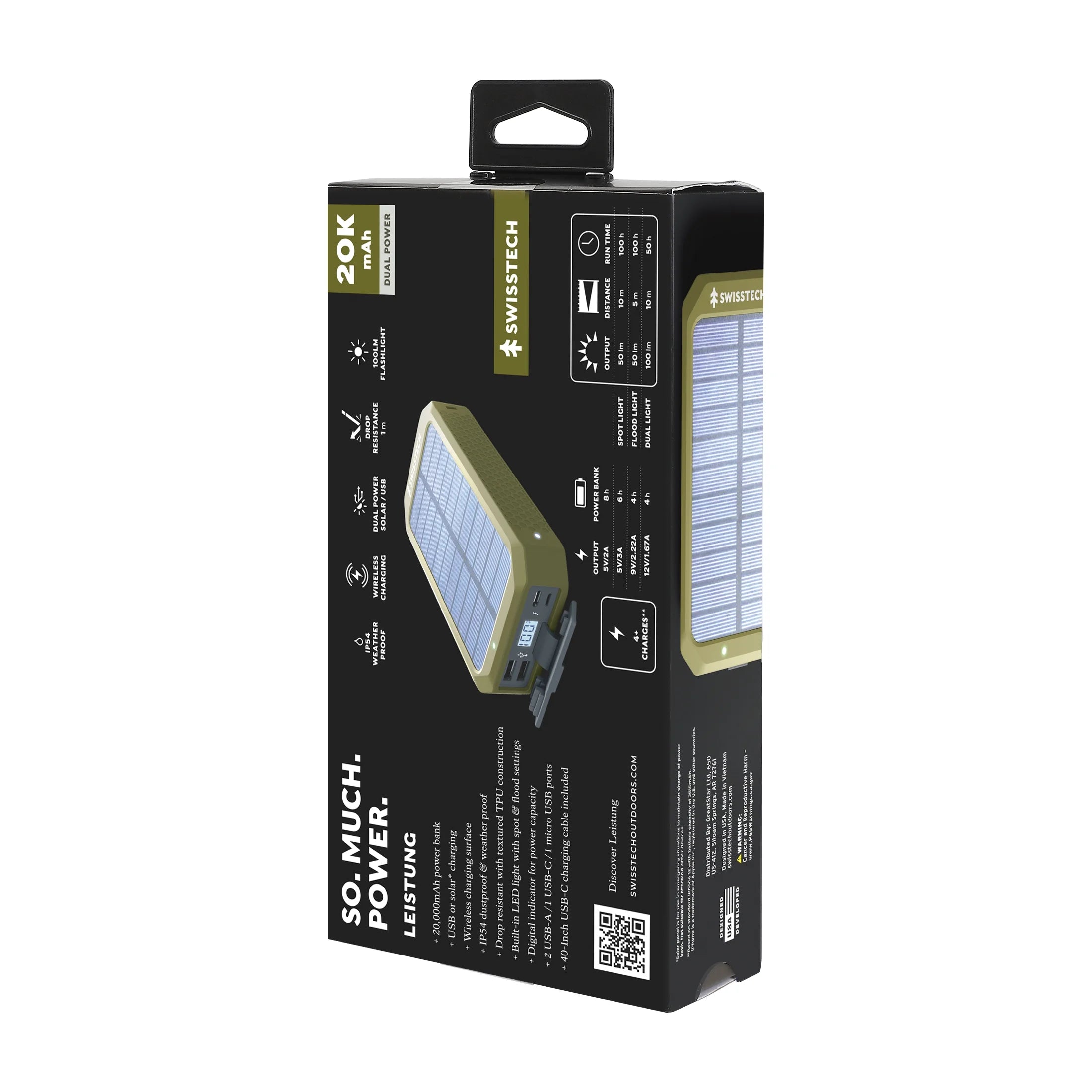 20000Mah Wireless Power Bank with Flashlight and IP54 Protection