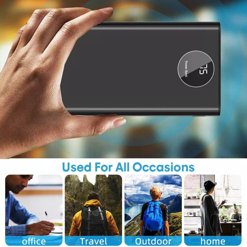 New 100000MAH Portable Power Bank LCD LED 3 USB Battery Charger for Mobile Phone