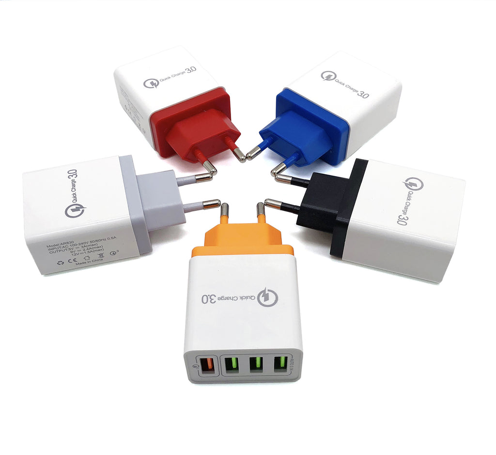 4-Port USB Fast Charger - Quick Charge 3.0 Multi-Device Adapter