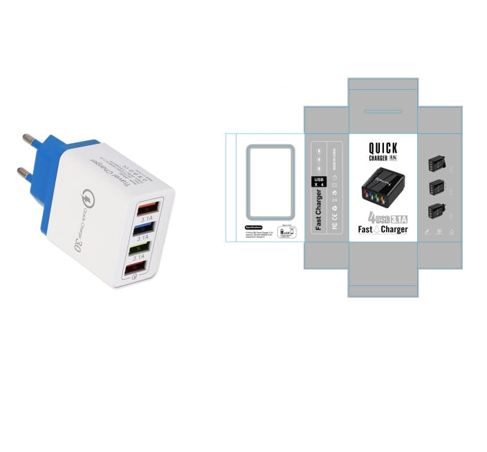 4-Port USB Fast Charger - Quick Charge 3.0 Multi-Device Adapter