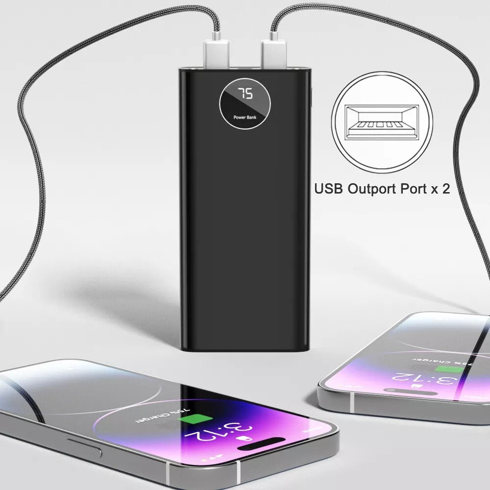 New 100000MAH Portable Power Bank LCD LED 3 USB Battery Charger for Mobile Phone