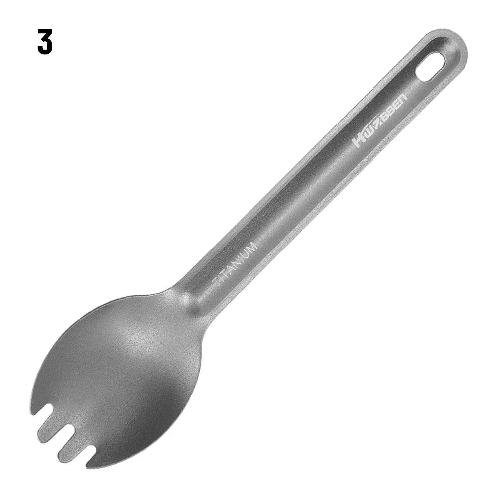 Portable Pure Titanium Spoon Outdoor Camping Ultralight Cookware Cutlery Fork Square Chopsticks EDC Environmental Accessories