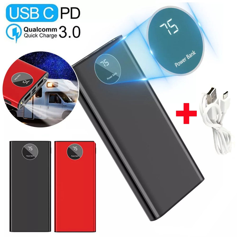 New 100000MAH Portable Power Bank LCD LED 3 USB Battery Charger for Mobile Phone