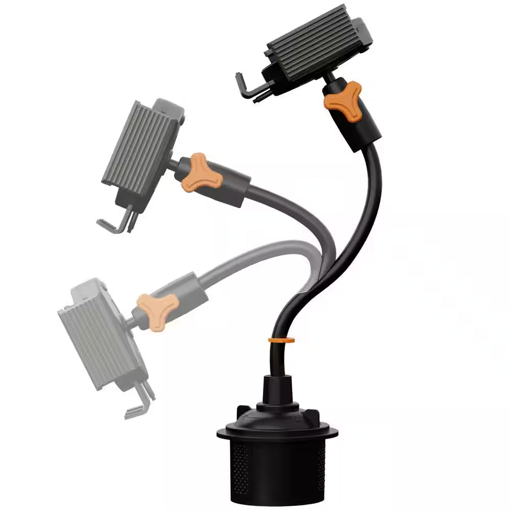 Cupholder Phone Charging Bundle, Adjustable Gooseneck and Car Charger 3.1 Amp