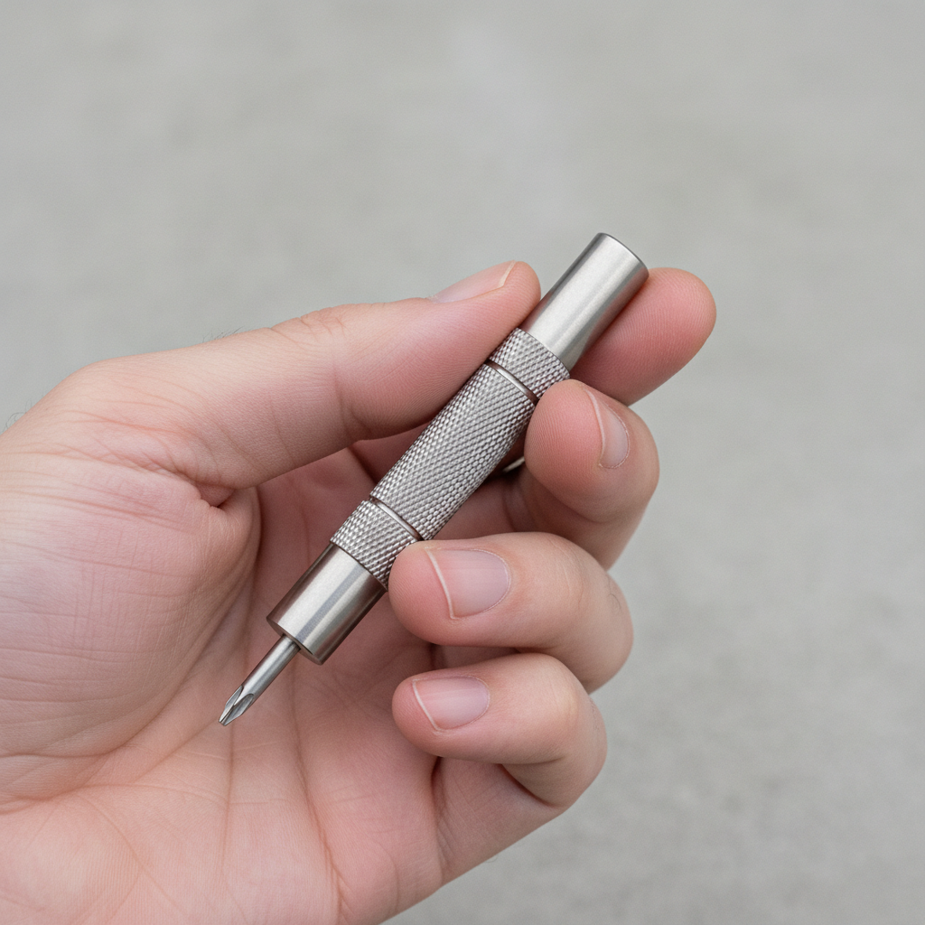 Screwdriver in hand showing size